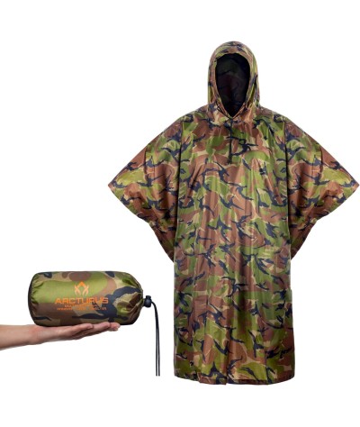 Arcturus - Poncho ligero de nailon Ripstop con capucha ajustable