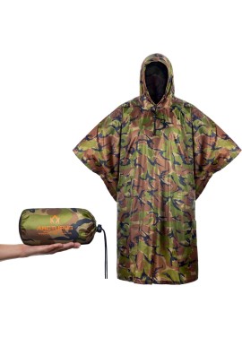 Arcturus - Poncho ligero de nailon Ripstop con capucha ajustable