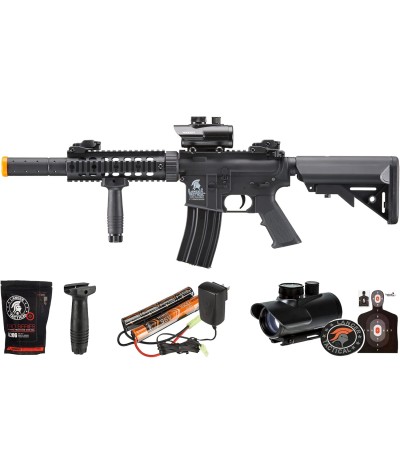 Lancer Tactical - Rifle de airsoft SD M4 GEN 2 Rifle eléctrico de polímero - AEG completo/semi-automático de Airsoft con 0.20g