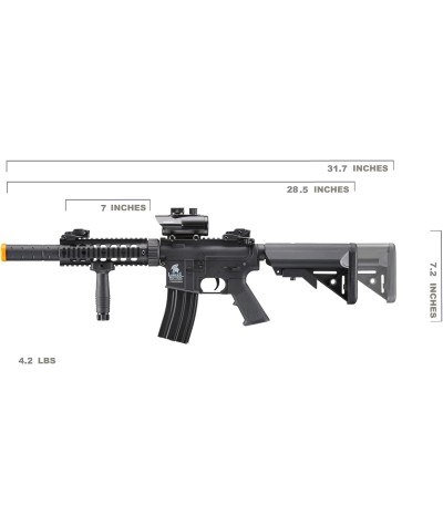 Lancer Tactical - Rifle de airsoft SD M4 GEN 2 Rifle eléctrico de polímero - AEG completo/semi-automático de Airsoft con 0.20g