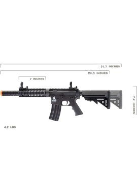 Lancer Tactical - Rifle de airsoft SD M4 GEN 2 Rifle eléctrico de polímero - AEG completo/semi-automático de Airsoft con 0.20g