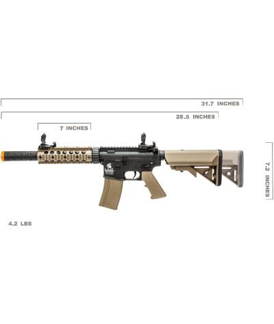 Lancer Tactical - Rifle de airsoft SD M4 GEN 2 Rifle eléctrico de polímero - AEG completo/semi-automático de Airsoft con 0.20g