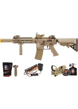 Lancer Tactical - Rifle de airsoft SD M4 GEN 2 Rifle eléctrico de polímero - AEG completo/semi-automático de Airsoft con 0.20g