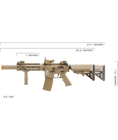 Lancer Tactical - Rifle de airsoft SD M4 GEN 2 Rifle eléctrico de polímero - AEG completo/semi-automático de Airsoft con 0.20g