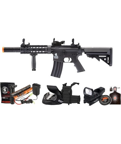 Lancer Tactical - Rifle de airsoft SD M4 GEN 2 Rifle eléctrico de polímero - AEG completo/semi-automático de Airsoft con 0.20g