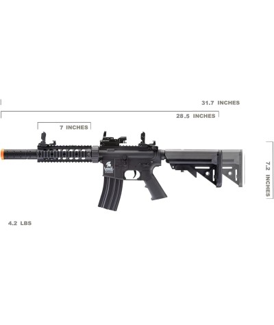 Lancer Tactical - Rifle de airsoft SD M4 GEN 2 Rifle eléctrico de polímero - AEG completo/semi-automático de Airsoft con 0.20g