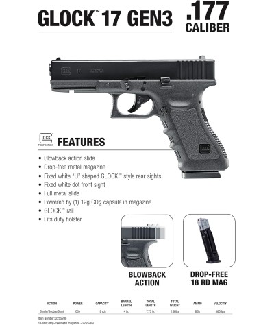 Umarex GLOCK 17 Blowback - Pistola de aire BB calibre .177