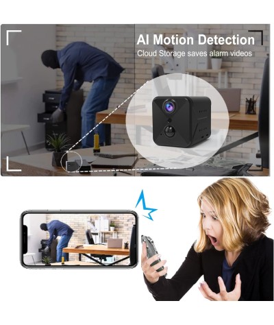 Cámara espía WiFi oculta, mini cámara de seguridad 4K mejorada 2023, batería de 100 días de duración de la batería, alertas de