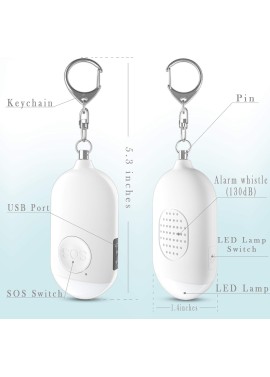 Safesound - Llavero con alarma personal con sirena de 130 dB, con linterna LED de emergencia, dispositivos de protección