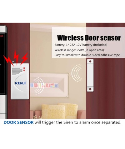 KERUI Kit de sistema de alarma de seguridad para oficina en casa, oficina en casa, inalámbrico, ruidoso, para interiores y