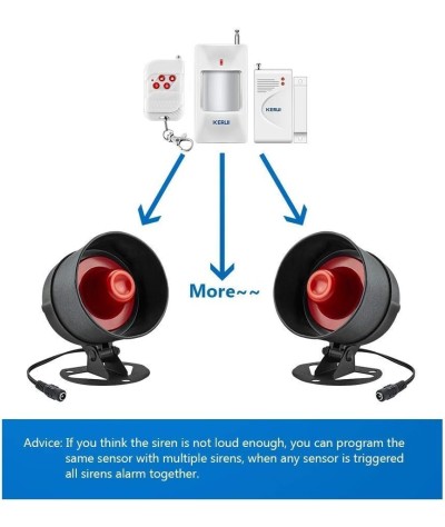 KERUI Kit de sistema de alarma de seguridad para oficina en casa, oficina en casa, inalámbrico, ruidoso, para interiores y
