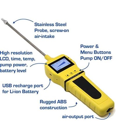 FORENSICS DETECTORS FD Monitor H2S + Bomba con Sonda por Forensics | EE.UU. NIST Calibrado | A prueba de agua y polvo | 0-100ppm