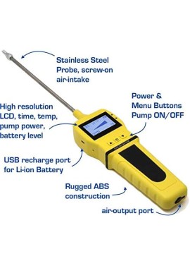 FORENSICS DETECTORS FD Monitor H2S + Bomba con Sonda por Forensics | EE.UU. NIST Calibrado | A prueba de agua y polvo | 0-100ppm