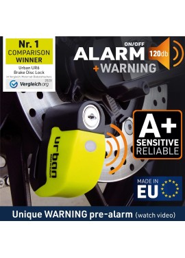 Candado con alarma para el disco de freno Urban UR6 para motocicleta y bicicleta de 0.23 in y 120 dB, universal, resistente al