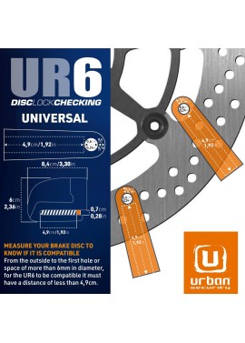 Candado con alarma para el disco de freno Urban UR6 para motocicleta y bicicleta de 0.23 in y 120 dB, universal, resistente al