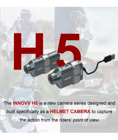 INNOVV Cámara H5 para casco de motocicleta 4K 30 fps con Wi-Fi, tecnología electrónica de estabilización de imagen, batería