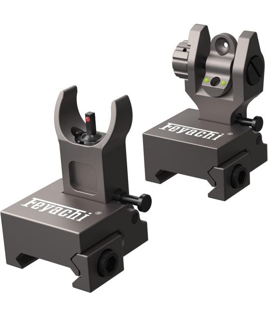 Feyachi S27 Fiber Optic Iron Sights Flip Up Front and Rear Sites with Red and Green Dot Picatinny Backup Sight Set