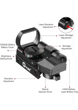 CVLIFE 1x22x33 vista refleja punto rojo rojo verde 4 óptica retícula con láser e interruptor de almohadilla de presión para