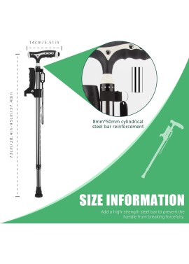 Hold 440 Lbs Walking Cane for Men & Women Aluminum Alloy Lightweight Height Adjustable Walking Stick Heavy Duty Foldbale Free