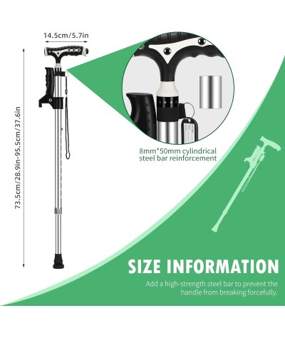 Hold 440 Lbs Walking Cane for Men & Women Aluminum Alloy Lightweight Height Adjustable Walking Stick Heavy Duty Foldbale Free