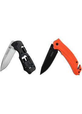 Kershaw Select Fire Cuchillo de bolsillo multifunción, juego de 4 puntas y destornillador, hoja de acero 8Cr13MoV de 3.4