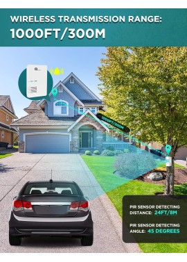 Driveway Alarm - Alarma de movimiento 1byone rango de funcionamiento de 1000 pies