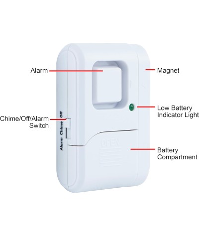 GE Alarma de seguridad personal para ventanas y puertas, paquete de 4, protección de bricolaje, alerta antirrobo, inalámbrico,