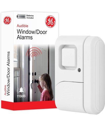 GE Alarma de seguridad personal para ventanas y puertas, paquete de 4, protección de bricolaje, alerta antirrobo, inalámbrico,