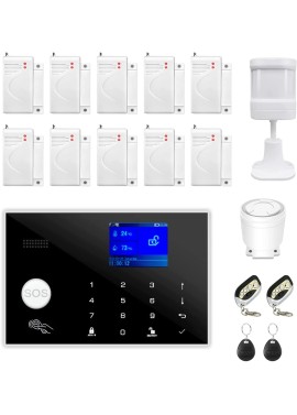 Kit de 17 piezas WiFi y GSM, sistema de alarma inalámbrico de seguridad para el hogar, sensores de entrada con sensor de