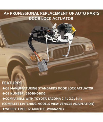 Dasbecan Actuador de bloqueo de puerta delantera izquierda del lado del conductor compatible con Toyota Tacoma 2.4L 2.7L 3.4L