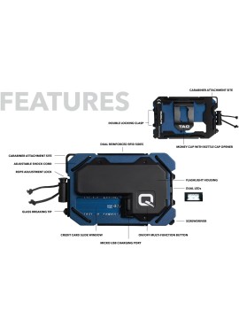 QUIQLITE TAQ Wallet – Cartera táctica minimalista con bloqueo RFID, linterna LED recargable por USB de alta potencia (75 a 150