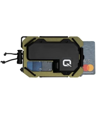 QUIQLITE TAQ Wallet – Cartera táctica minimalista con bloqueo RFID, linterna LED recargable por USB de alta potencia (75 a 150