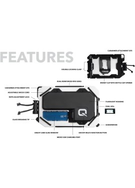 QUIQLITE TAQ Wallet – Cartera táctica minimalista con bloqueo RFID, linterna LED recargable por USB de alta potencia (75 a 150