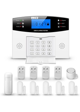 Clouree Sistema de alarma para el hogar con teclado, sistema de alarma de seguridad GSM para el hogar con sensor detector de