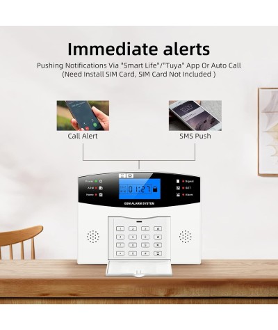 Clouree Sistema de alarma para el hogar con teclado, sistema de alarma de seguridad GSM para el hogar con sensor detector de