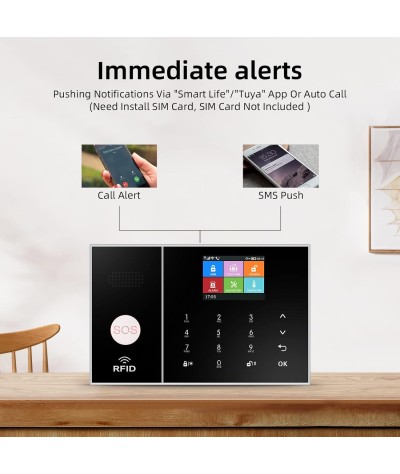 Clouree Sistema de alarma para el hogar con teclado, sistema de alarma de seguridad GSM para el hogar con sensor detector de