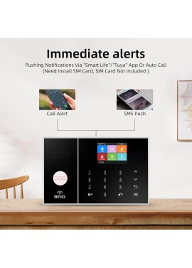 Clouree Sistema de alarma para el hogar con teclado, sistema de alarma de seguridad GSM para el hogar con sensor detector de