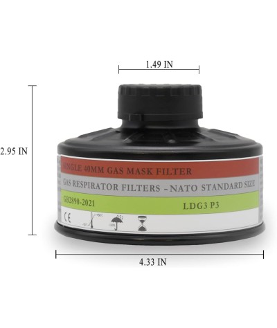 Filtro de máscara de gas Especificaciones de la OTAN NBC para máscaras de gas de 1.575 in Filtro con larga vida útil. 10 años