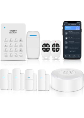 GRSICO - Sistema de alarma WiFi, sistema de alarma inteligente para el hogar, kit de 9 piezas, sistema de alarma para bricolaje,