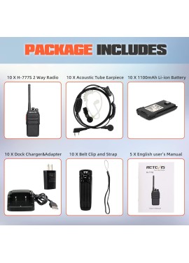 Retevis H-777S Walkie Talkies para adultos, radio de 2 vías de largo alcance, Walkie Talkies con auricular y juego de micrófono,