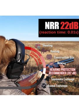 ZOHAN EM054 Electronic Ear Protection for Shooting Range with Sound Amplification Noise Reduction, Ear Muffs for Gun Range