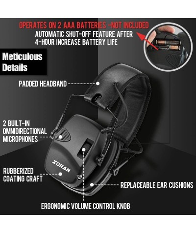 ZOHAN EM054 Electronic Ear Protection for Shooting Range with Sound Amplification Noise Reduction, Ear Muffs for Gun Range