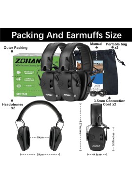 ZOHAN EM054 Electronic Ear Protection for Shooting Range with Sound Amplification Noise Reduction, Ear Muffs for Gun Range