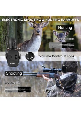 ZOHAN EM054 Electronic Ear Protection for Shooting Range with Sound Amplification Noise Reduction, Ear Muffs for Gun Range