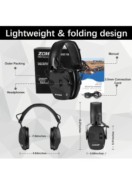 ZOHAN EM054 Electronic Ear Protection for Shooting Range with Sound Amplification Noise Reduction, Ear Muffs for Gun Range